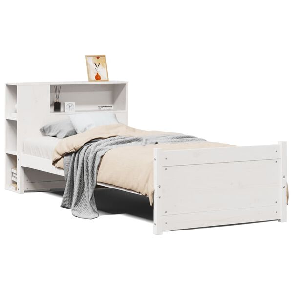 vidaXL Bookcase Bed without Mattress White 75x190cm Small Single Solid Wood Pine