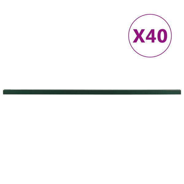 vidaXL Garden Fence Posts 40 pcs Green 240 cm Steel