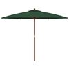 vidaXL Garden Parasol with Wooden Pole Green 299x240 cm
