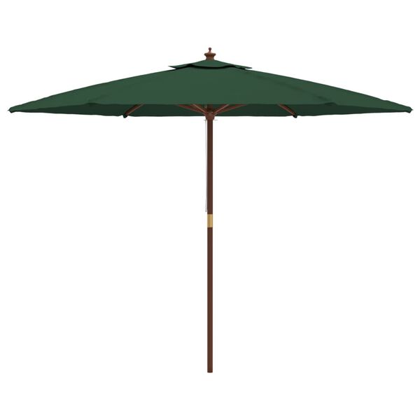 vidaXL Garden Parasol with Wooden Pole Green 299x240 cm