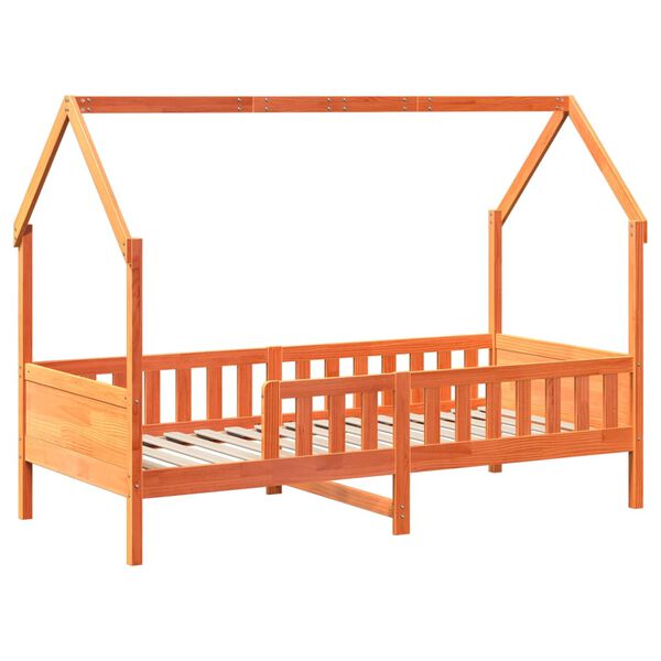 vidaXL Kids' House Bed Frame without Mattress Wax Brown 90x190 cm Single Pine