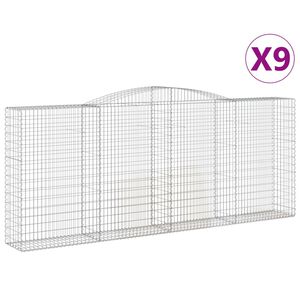 vidaXL Arched Gabion Baskets 9 pcs 400x50x160/180 cm Galvanised Iron