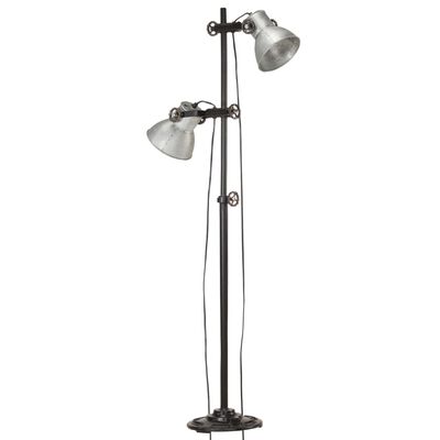 vidaXL Floor Lamp with 2 Lampshade Silver E27 Cast Iron