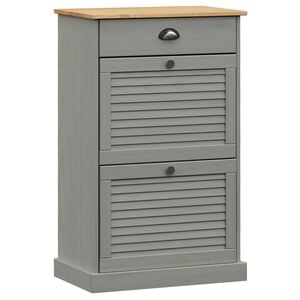 vidaXL Shoe Cabinet "VIGO" 60x35x96 cm Grey Solid Wood Pine