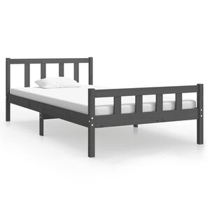 vidaXL Bed Frame without Mattress Grey Solid Wood 100x200 cm