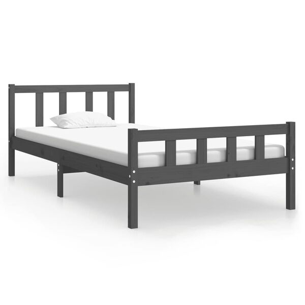 vidaXL Bed Frame without Mattress Grey Solid Wood 100x200 cm