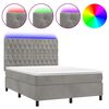vidaXL Box Spring Bed with Mattress&LED Light Grey 140x200 cm Velvet