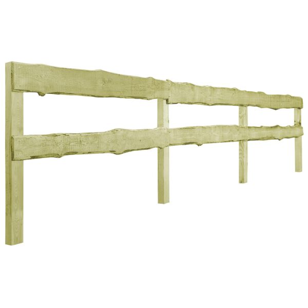 vidaXL 2-Rail Garden Fence Impregnated Pinewood 510x90 cm