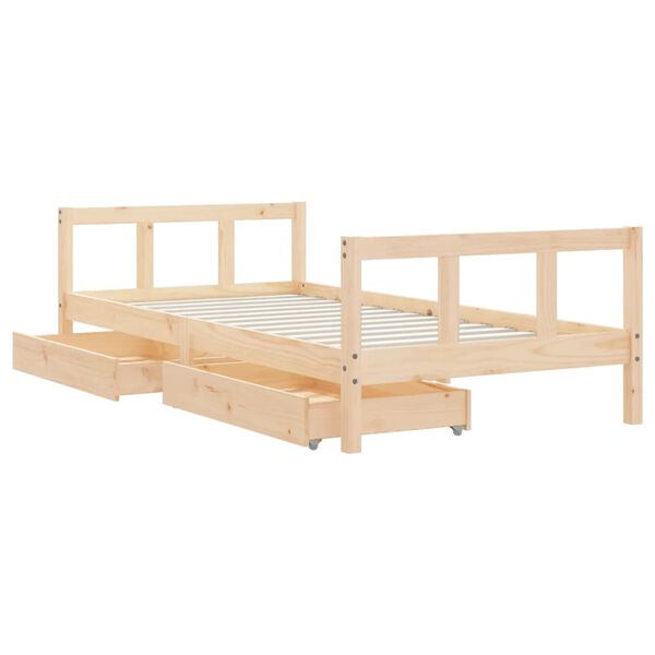 vidaXL Kids Bed Frame with Drawers 90x190 cm Solid Wood Pine