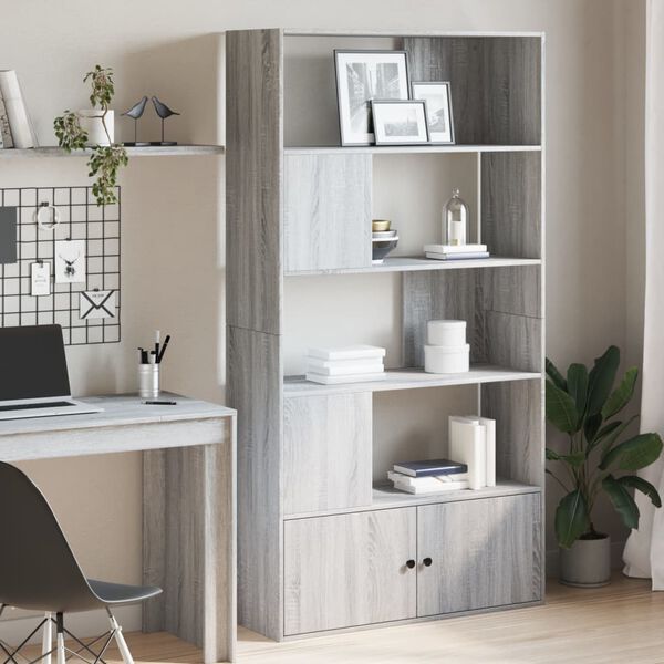 vidaXL Bookcase Grey Sonoma 100x36x189 cm Engineered Wood