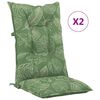 vidaXL Garden Highback Chair Cushions 2 pcs Leaf Pattern 120x50x7 cm Fabric