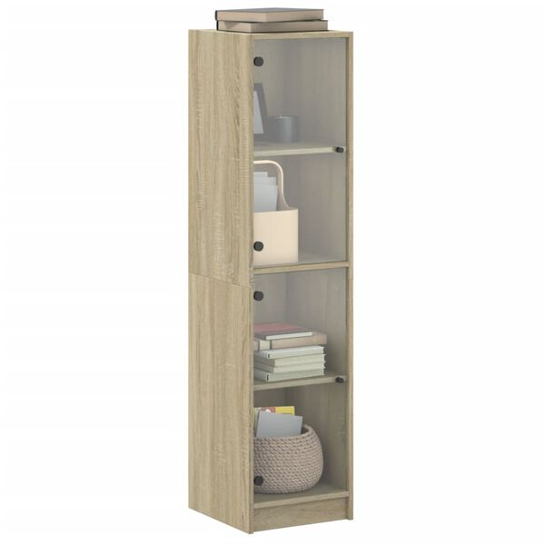 vidaXL Highboard with Glass Doors Sonoma Oak 35x37x142 cm
