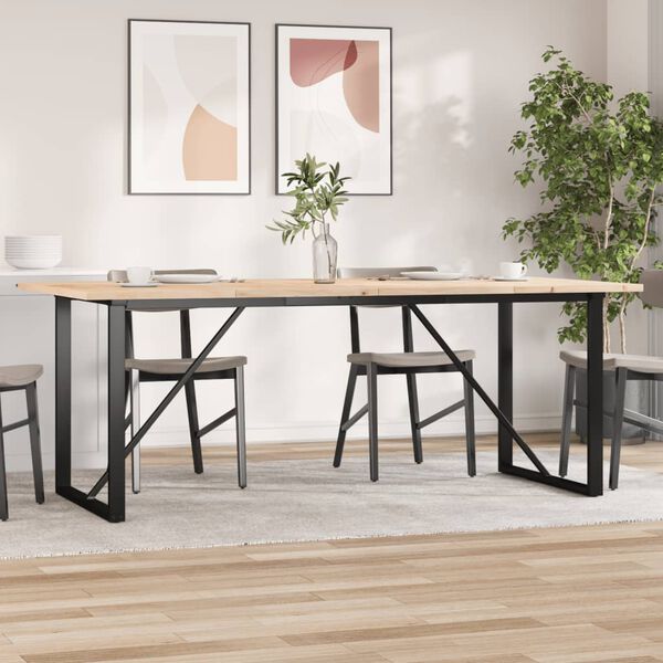 vidaXL Dining Table O-Frame 200x100x75.5 cm Solid Wood Pine and Steel