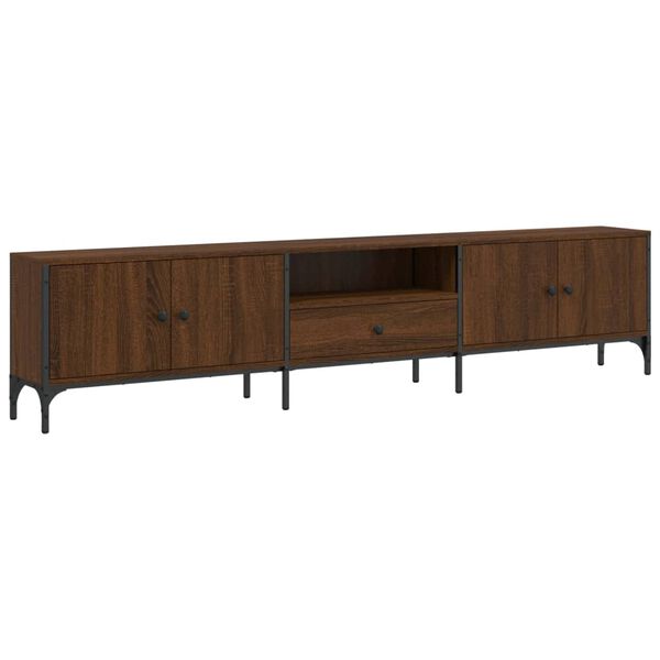 vidaXL TV Cabinet with Drawer Brown Oak 200x25x44 cm Engineered Wood