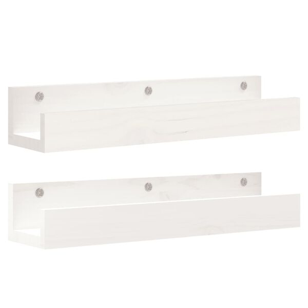 vidaXL Wall Shelves 2 pcs White 50x12x9 cm Solid Wood Pine