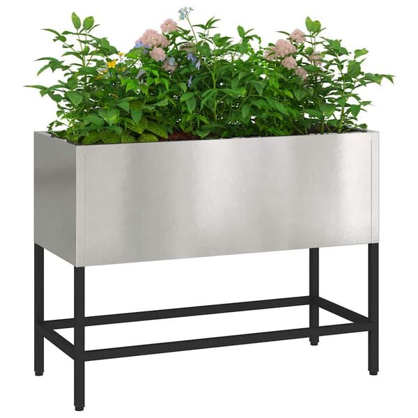 vidaXL Raised Garden Planter Silver 60 x 26 x 45 cm Stainless steel