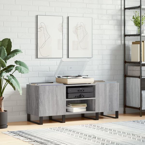 vidaXL Record Cabinet Grey Sonoma 121x38x48 cm Engineered Wood