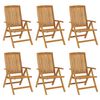 vidaXL Reclining Garden Chair | Set of 6 | Natural teak | Solid teak wood