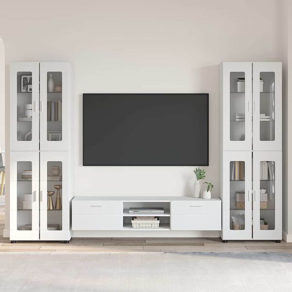 vidaXL TV Cabinet Set FLORIN High Gloss White Engineered Wood
