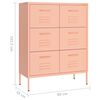 vidaXL Drawer Cabinet Pink 80x35x101.5 cm Steel