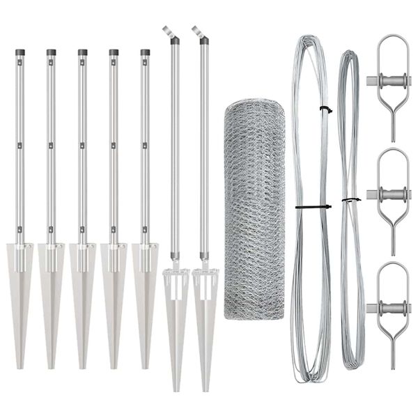 vidaXL Fence Post Silver 10 x 1 m (25 mm mesh) Steel