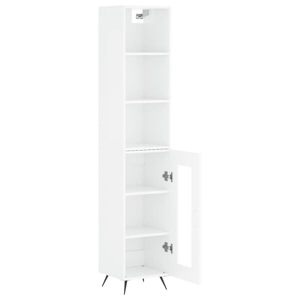 vidaXL Highboard High Gloss White 34.5x34x180 cm Engineered Wood