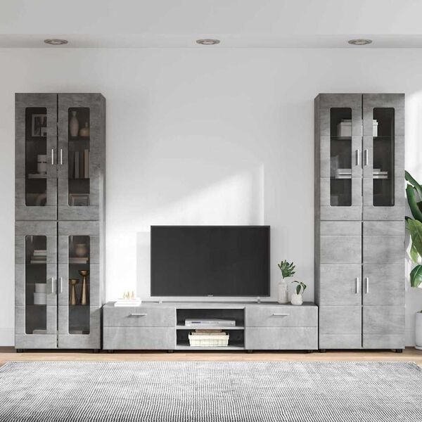 vidaXL TV Cabinet Set with Drawer Concrete Grey Engineered Wood