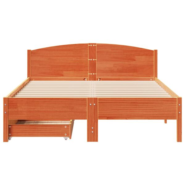 vidaXL Bed Frame without Mattress Wax Brown 140x190 cm Solid Wood Pine