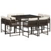 vidaXL 9 Piece Garden Dining Set with Cushions Brown Poly Rattan