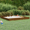vidaXL Sandbox with Seats Honey Brown Square Solid Wood Pine