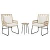 vidaXL Garden Dining Set 3 pcs Brown and Cream Poly rattan, steel