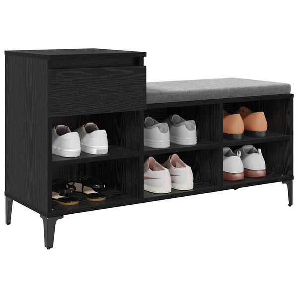 vidaXL Shoe Cabinet Black oak 102 x 36 x 60 cm Engineered wood