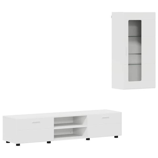 vidaXL TV Cabinet Set with Drawer FLORIN White Engineered Wood