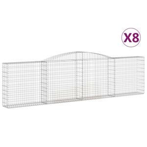 vidaXL Arched Gabion Baskets 8 pcs 400x30x100/120 cm Galvanised Iron