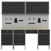 vidaXL Work Cabinet with Drawer 10 pcs Black Engineered Wood and Steel
