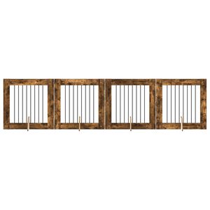 vidaXL Dog Gate with Stands 4 pcs Smoked Oak 80 x 80 cm