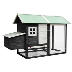 vidaXL Rabbit Hutch | Grey, Green | Solid pine wood, Fir wood, Iron wire mesh