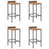 vidaXL Bar Stools 4 pcs Grey Poly Rattan and Solid Wood Acacia