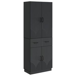 vidaXL Cabinet Set 2 pcs Black Engineered Wood