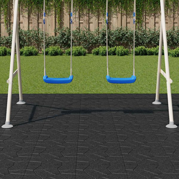 vidaXL Stepping Stone 6 pcs Black 40.5 x 40.5 x 2 cm Rubber