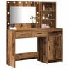 vidaXL Dressing Table with Mirror Lights 2 pcs Brown Engineered Wood
