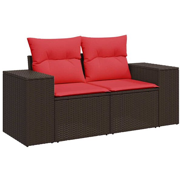 vidaXL 9 Piece Garden Sofa Set with Cushions Brown Poly Rattan Acacia
