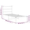 vidaXL Metal Bed Frame without Mattress with Headboard White 75x190cm
