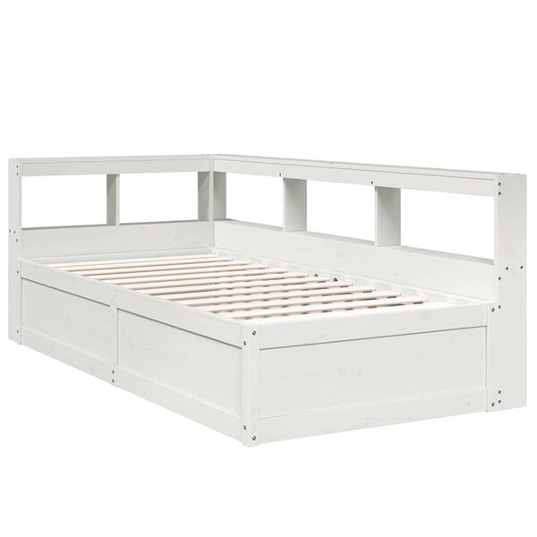 vidaXL Bookcase Bed without Mattress White 90x200cm Solid Wood Pine