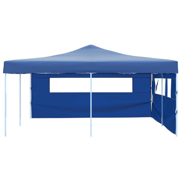 vidaXL Folding Gazebo with 2 Sidewalls 5x5 m Blue