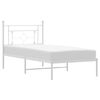 vidaXL Metal Bed Frame without Mattress with Headboard White 100x200cm