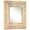 vidaXL Hand-Carved Mirror 50x50x2.6 cm Solid Mango Wood