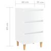vidaXL Bed Cabinet with Solid Wood Legs High Gloss White 40x35x69 cm