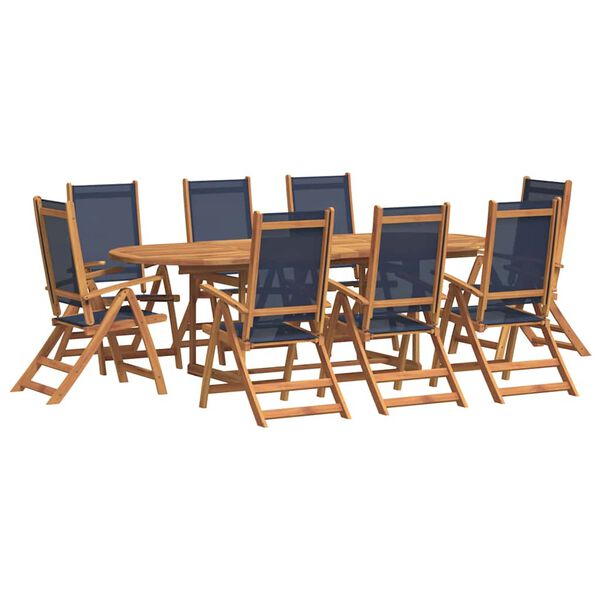 vidaXL 9 Piece Garden Dining Set Solid Wood Acacia and Textilene
