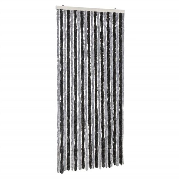 vidaXL Fly Curtain Grey and Black 90x220 cm Chenille